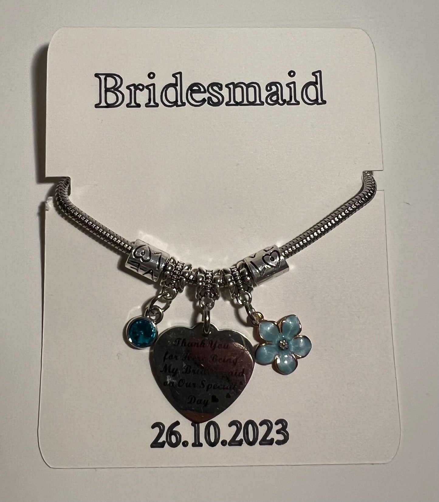 Maid of Honour, Matron of Honour bracelet holder. Bracelet NOT INCLUDED.