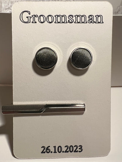 Father of the Bride, Father of the Groom, tie clip and cufflink card holder. Cufflinks and tie clips NOT INCLUDED.