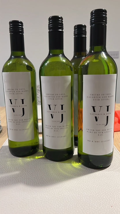Personalised wine bottle stickers for weddings | Birthdays | Events | Gifts. Stickers only, bottles not included.