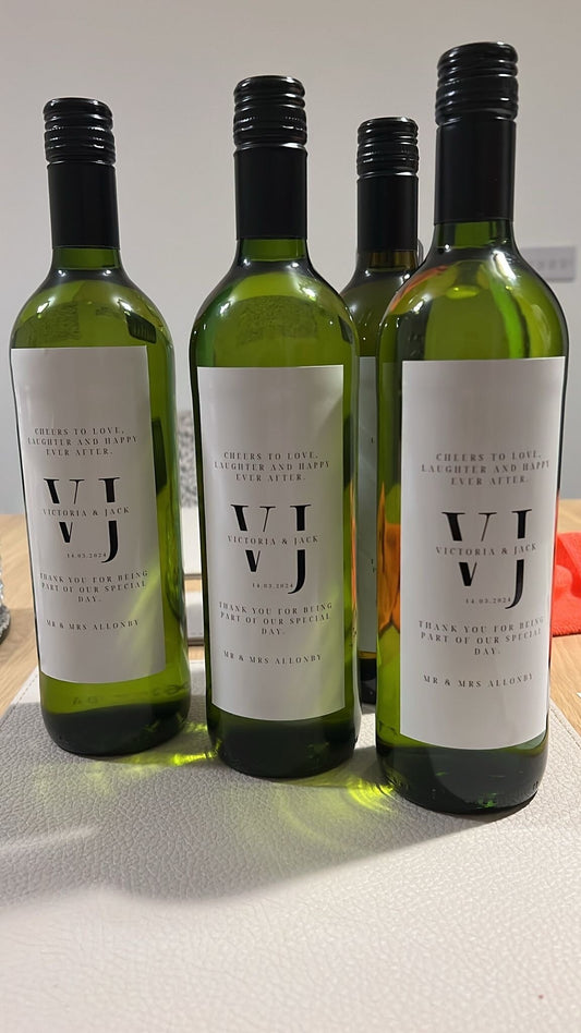 Personalised wine bottle stickers for weddings | Birthdays | Events | Gifts. Stickers only, bottles not included.
