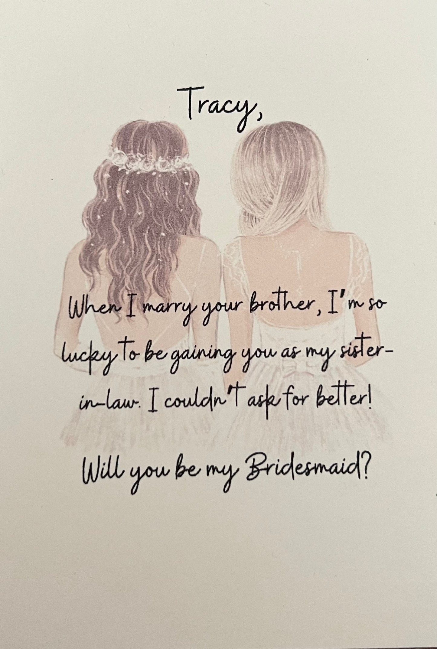 Sister-In-Law Bridesmaid Proposal Card with envelope | Maid Of Honour | Bridesmaid | Sister-In-Law | Flower Girl | Matron Of Honour