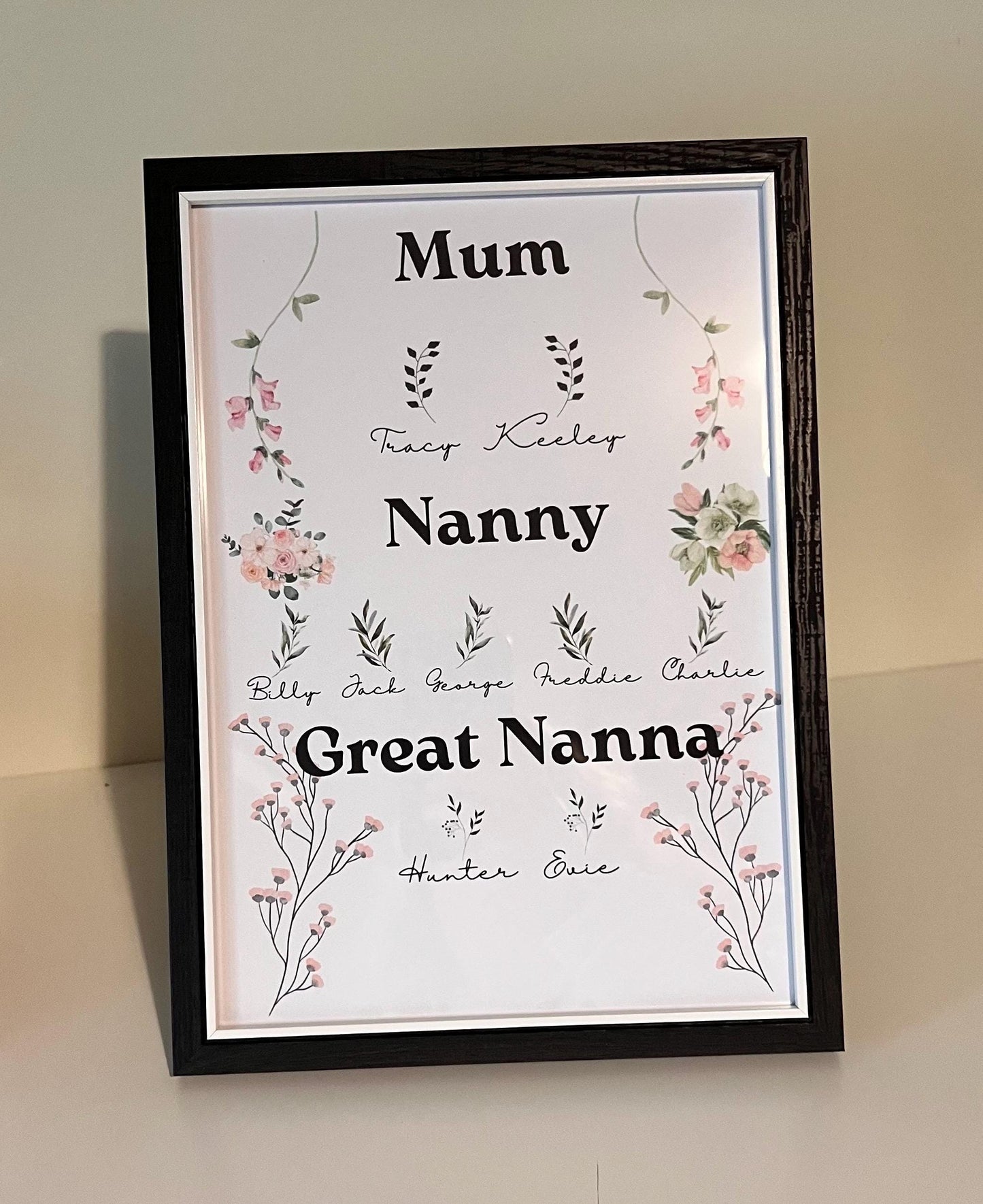 DIGITAL ONLY Personalised First Mum, Now Nanny frame | Gift For Mum | Gift For Nan | Gift For Great Nanny | Gift For Nanna | Gift For Mother