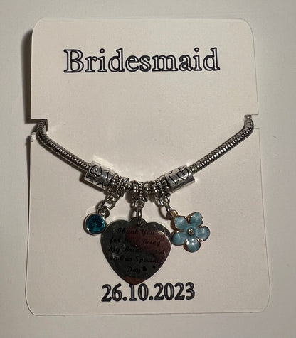 Maid of Honour, Matron of Honour bracelet holder. Bracelet NOT INCLUDED.