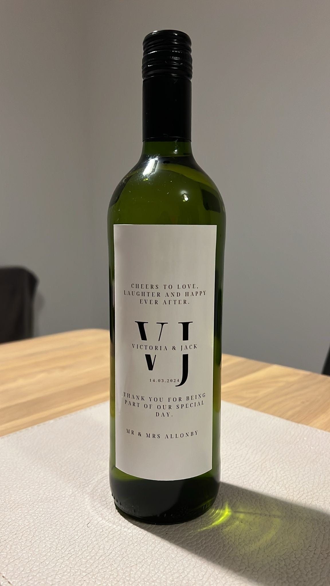 Personalised wine bottle stickers for weddings | Birthdays | Events | Gifts. Stickers only, bottles not included.