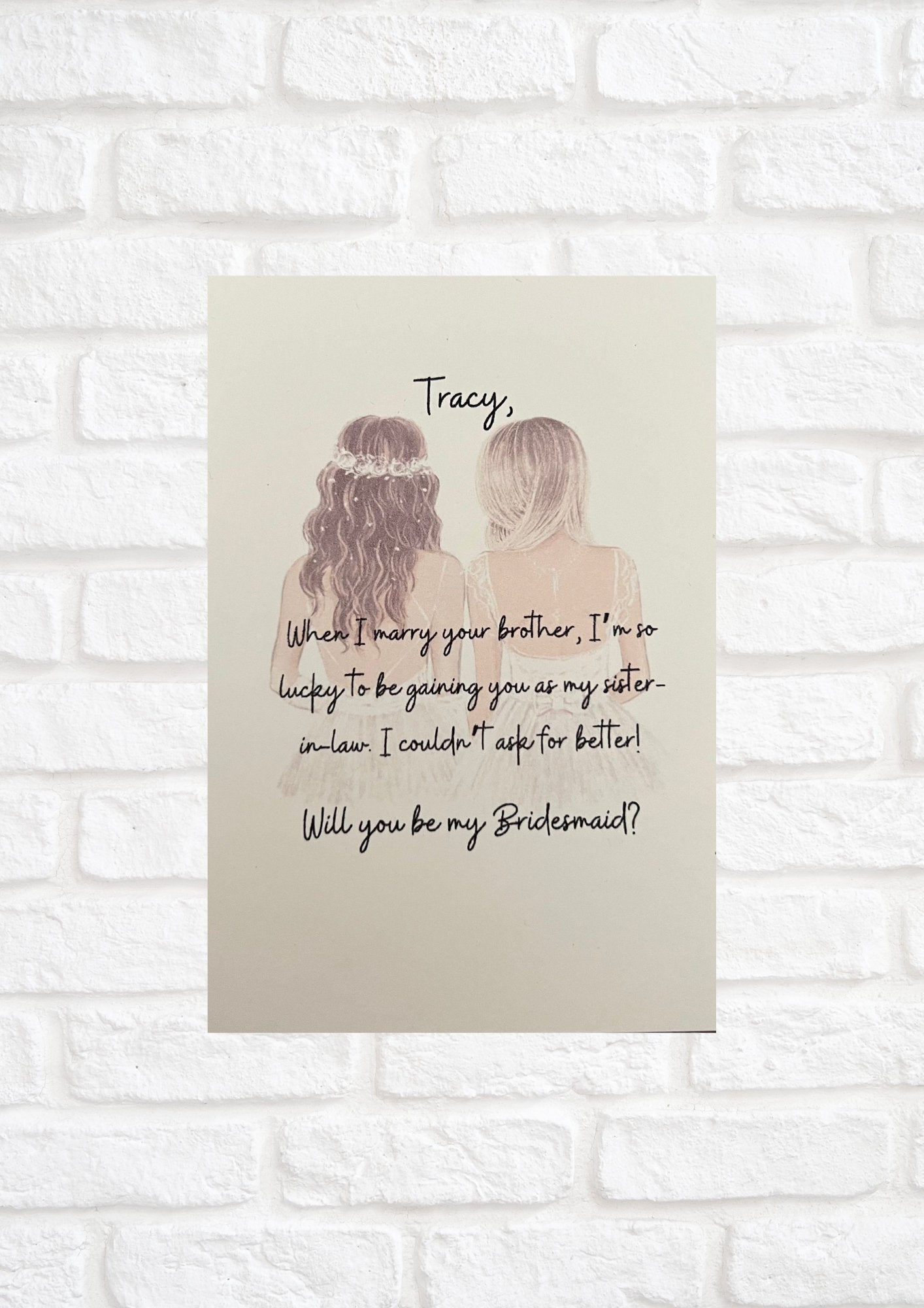 Sister-In-Law Bridesmaid Proposal Card with envelope | Maid Of Honour | Bridesmaid | Sister-In-Law | Flower Girl | Matron Of Honour