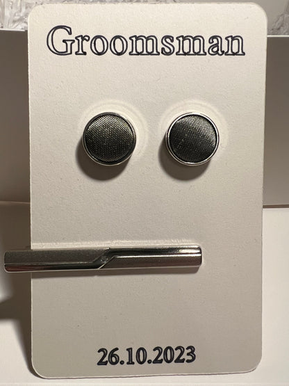 Groomsman and Best Man tie clip and cufflink holder, TIE CLIP & CUFFLINKS not included.