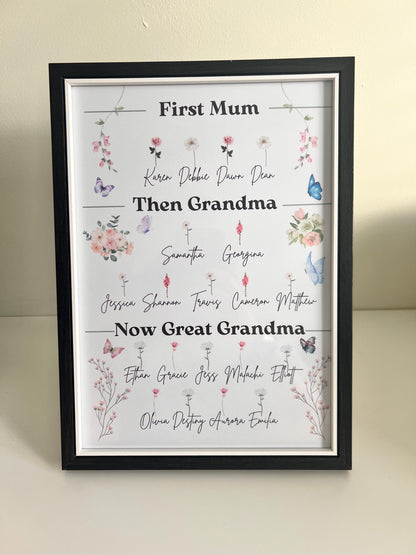 Personalised First Mum, Now Nanny frame | Gift For Mum | Gift For Nan | Gift For Great Nanny | Gift For Nanna | Gift For Mother, Mothers day