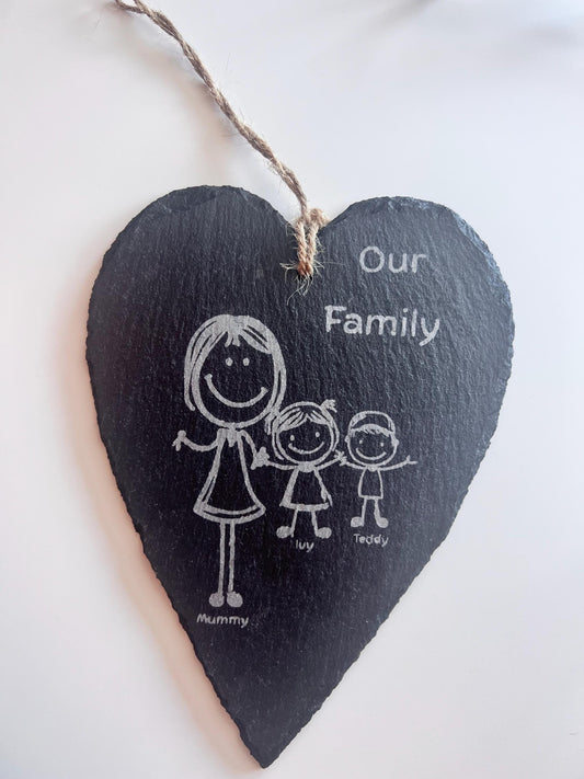 Personalised Family Heart Slate